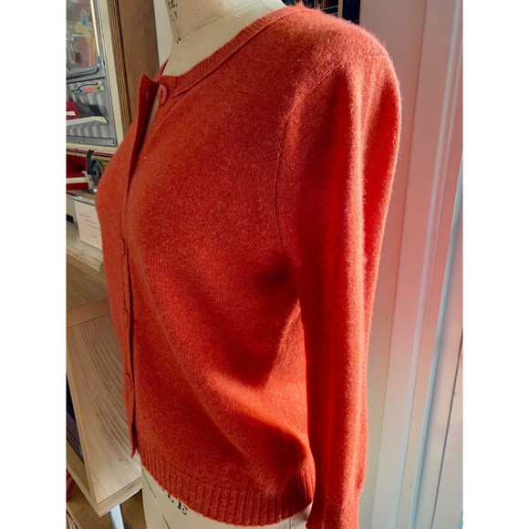 Cashmere Cache 100% Cashmere Scoop Neck Burnt Orange Cardigan Size M - Picture 3 of 4